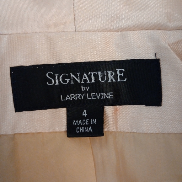Larry Levine Satin Suit Jacket, Gold, Spread Collar, pearlized Buttons, Flaps, 4 - Picture 2 of 10